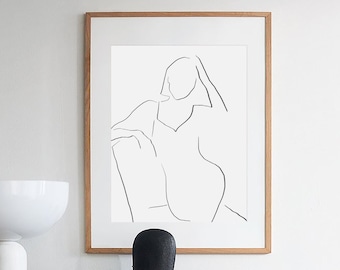Frau Linie Kunst Druck, minimalistische weibliche Figur Zeichnung (digitaler Download)