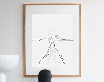 Ballerina Linie Kunstdruck, minimalistisches Ballett Dekor (Digitaler Download)