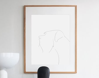 Schnauzer-Linie Kunstdruck, minimalistischer Hundeentwurf (Digitaler Download)