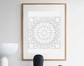 Die Kathedrale Notre Dame Rosette Rosette Kunstdruck (Digitaler Download)
