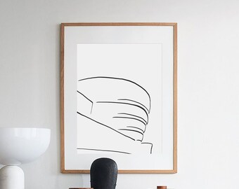 Guggenheim Museum Print, Minimalistische Architektur Skizze (Digitaldruck)