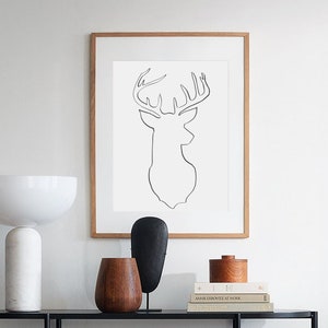 Stag Art, Deer Poster, Rustic Cabin Decor, Antler Art, Deer Painting, Deer Clip Art, Deer Illustration, Reindeer Clipart, Reindeer Wall Art