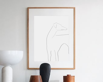 Greyhound-Linie Kunstdruck, moderne Hundesilhouette (Digitaler Download)