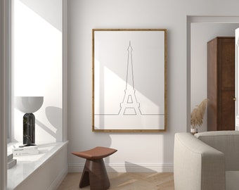 Eiffelturm Linie Art Print, Paris Architektur Poster (Digitaler Download)