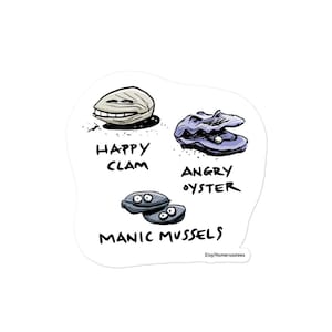 Happy Clam sticker | Bubble-free stickers (3 sizes) | Funny shellfish sticker