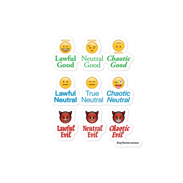 D&D Alignment Grid sticker | Bubble-free stickers | RPG sticker | Alignment emojis sticker