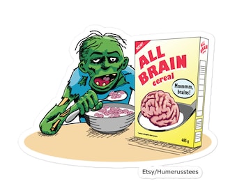 Sticker zombieontbijt: alle hersengranen, zonder bubbels