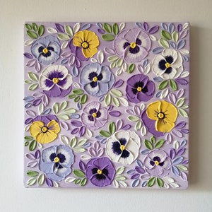 Texture floral painting | texture flower painting | floral painting | abstract flower painting | texure floral wall art | pansy flower art