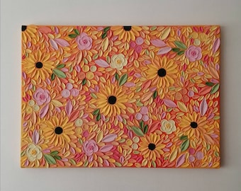 Florales strukturiertes Gemälde | 3D florale Kunst | strukturierte Blumenmalerei | Impasto Malerei | Impasto Blumen