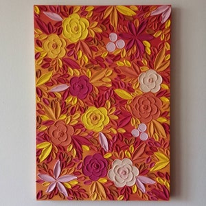 Texture floral painting | texture flower painting | floral painting | 3D floral art | abstract flower painting | texure floral wall art