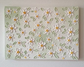 Pintura floral texturizada / pintura de flores texturizada / pintura floral / arte mural de flores en 3D / pintura floral abstracta / arte mural floral texturizado