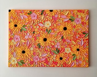 Texture floral painting | texture flower painting | floral painting | 3D flower wall art | abstract flower painting | texure floral wall art