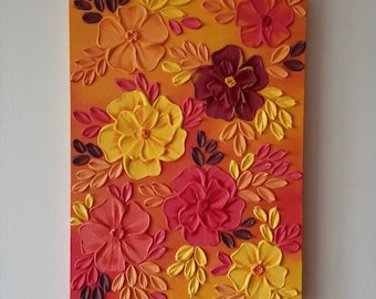 Texture floral painting | texture flower painting | floral painting | 3D flower wall art | abstract flower painting | texure floral wall art