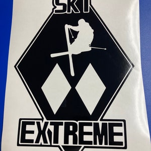 Skiing Decal | Winter Sports Vinyl Stickers | Skiing Laptop Stick | Waterproof Ski Gift | Outdoors | Silhouette Stickers | Black and White