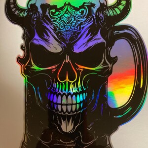 Skull Beer Mug Sticker | Beer Stein | Demon Beer Glass | Laminated or ...