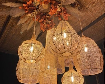 Suspension marocaine en dentelle de raphia