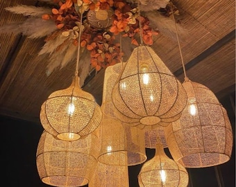 Taroudant model raffia lace pendant light