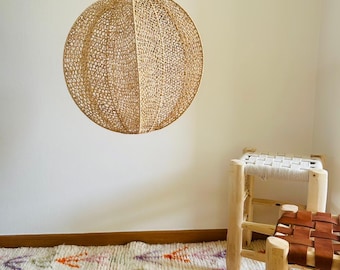 Round raffia lace pendant light H40 Taroudant model