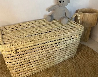 Coffre malle de rangement 80cm rectangulaire T5 en doum modèle Argana