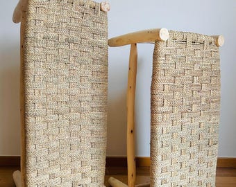 Moroccan bench in doum and natural wood, 80cm or 100cm