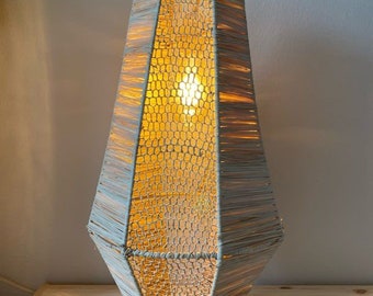 Pendant light in raffia lace tube model Taroudant