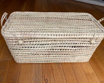 Coffre malle de rangement 100cm rectangulaire en doum modèle Argana