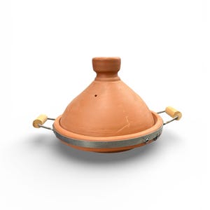 TAJINE TERRE CUITE contour en fer et poignées non émaillé fait main 3 tailles