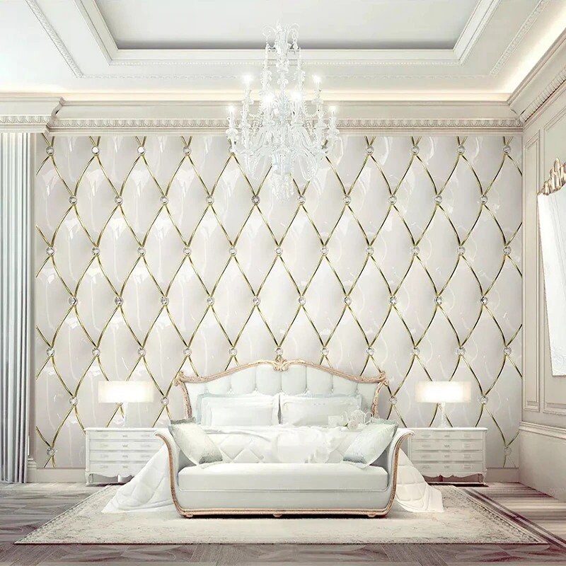 3d Wallpaper Luxury Golden Shapes Wall Mural Photo Wallpaper Etsy
