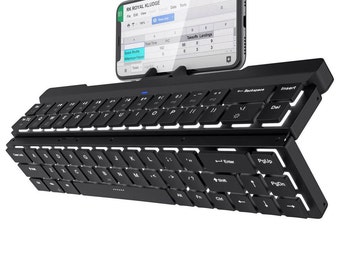 Royal Foldable Mini Mechanical Keyboard | 5 Bluetooth Slots | Wireless USB Wired Portable for Travel for Laptop PC 68 Key Black | Keycaps