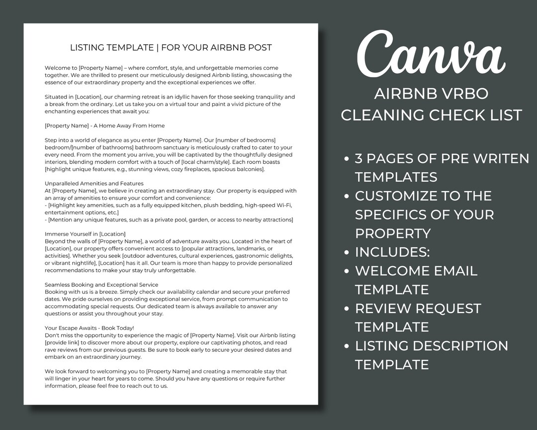Airbnb Host Toolkit, AIRBNB Listing Description Template, Guest Welcome ...