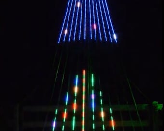 Secuencia navideña de "Toy Sack by Bob Rivers" para un árbol de tiras CCR o Smart Pixel de 12 tiras con una estrella de 6 canales en la parte superior.