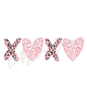 XOXO - Hugs and Kisses - Leopard Print - SVG, PNG - Digital Download