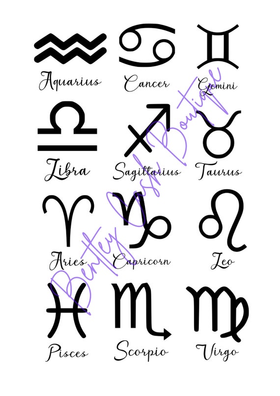 12 Zodiac Signs SVG PNG Digital Download | Etsy