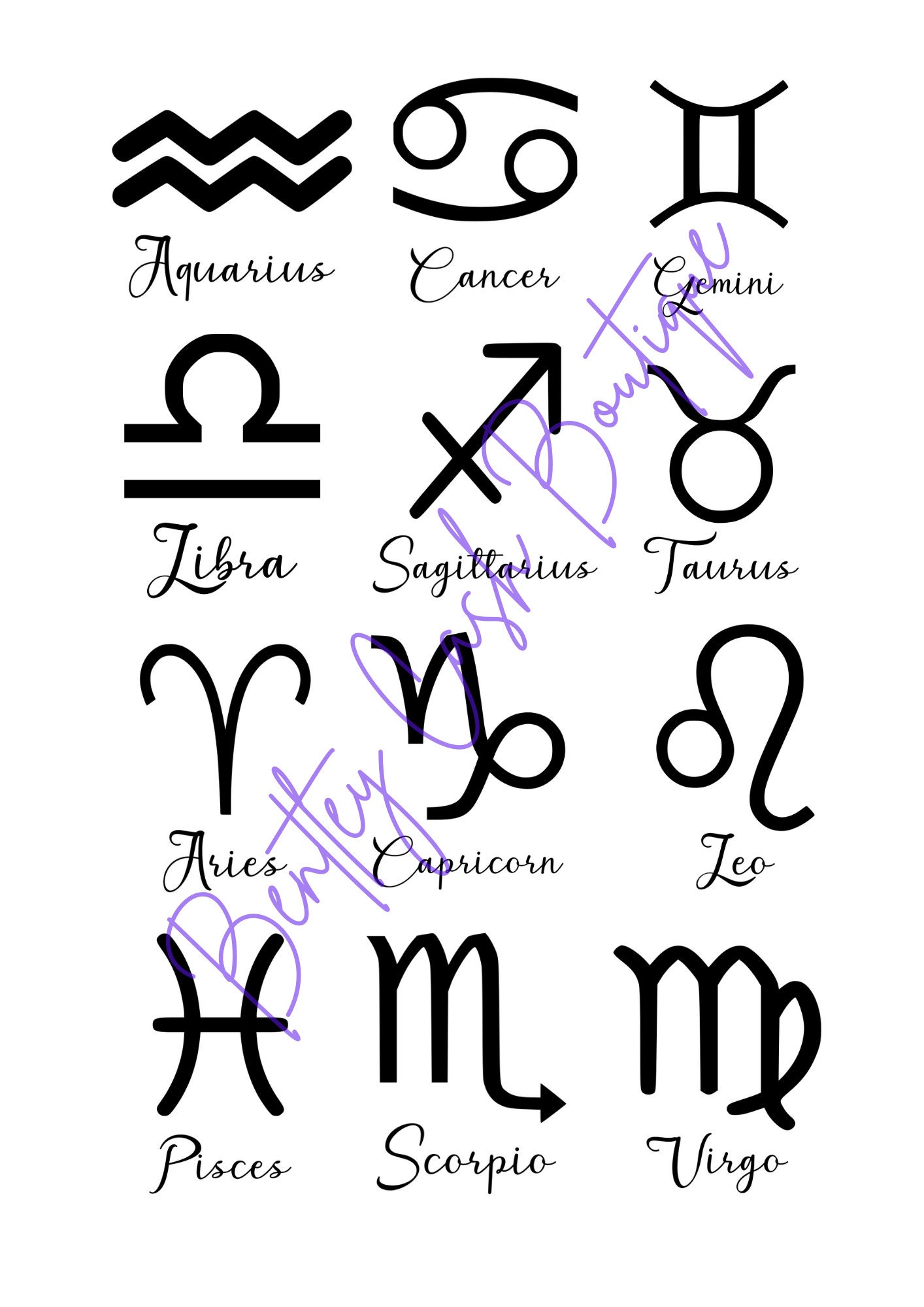 12 Zodiac Signs SVG PNG Digital Download Etsy