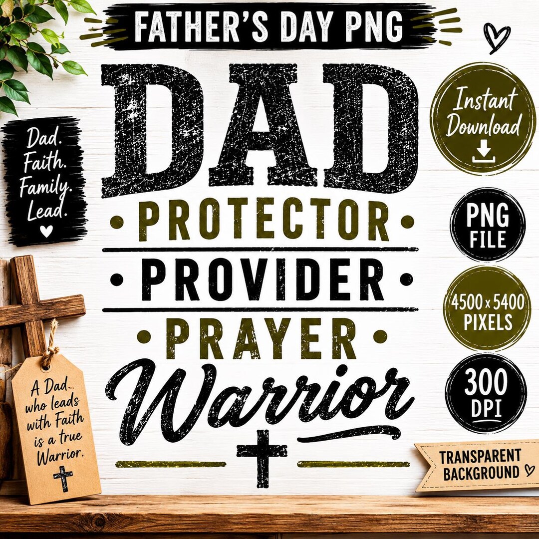 Dad Protector Provider Prayer Warrior PNG | Christian Father’s Day ...