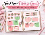Pink Green Fitness Planner Stickers | Weight Loss Tracker, Goals (Digital Download)