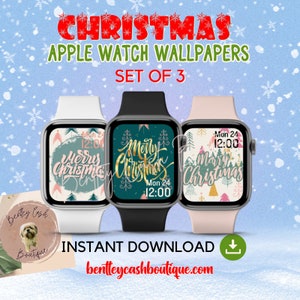 Sfondi natalizi per Apple Watch - PNG - JPG - Quadrante Apple Watch - Buon Natale - Download istantaneo
