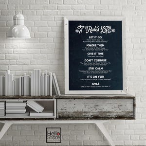 7 Rules of Life Wall Art Rules of Life for Success Positive Motivational Art Downloadable Home Decor Gift Printable Art Digital Download