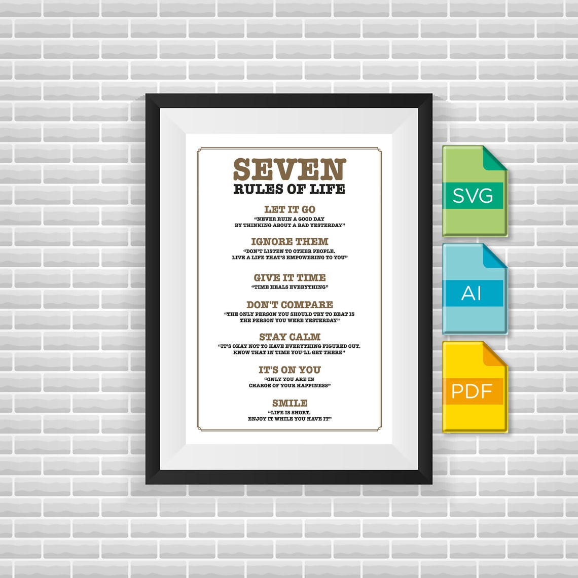 7 Rules of Life Wall Art Rules of Life for Success Positive ...