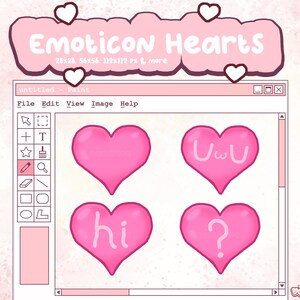 4 Cute Emoticon Heart Twitch Emote / Badge / Bits / YouTube / Discord Kawaii / Cute / Streamer / uwu