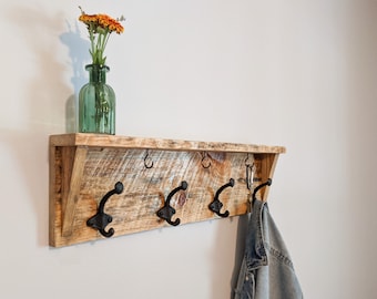 Coat rack with shelf Wall Mounted Rustic Pallet Wood