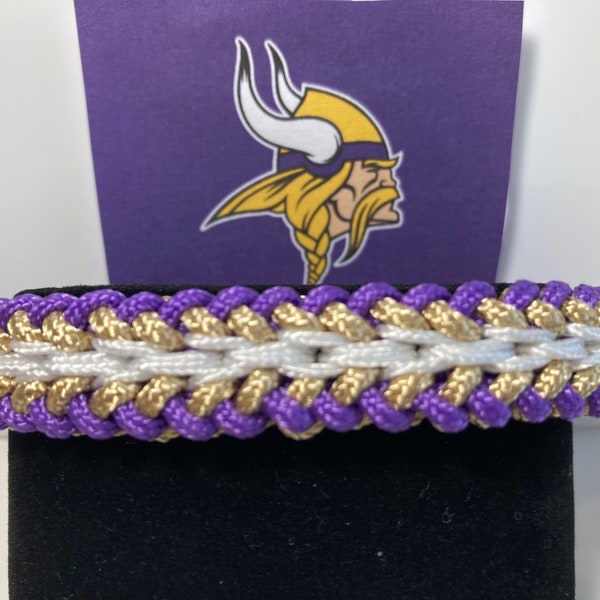 NFL Minnesota Vikings Bracelet, Paracord Braided Bracelet For Vikings Fan, Football Team fan Gift