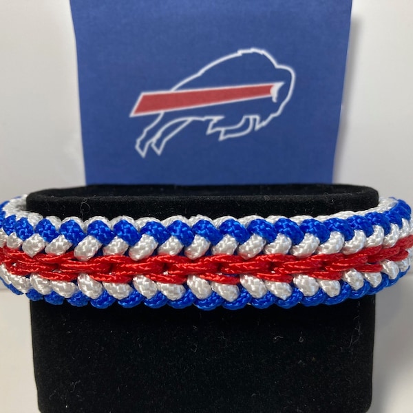 NFL Buffalo Bills Bracelet, Paracord Braided Sanctified Knot Endless Chain Bracelet For Bills Fan, Football Team Fan Gift