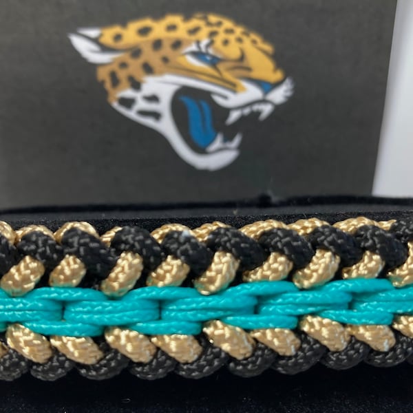 NFL Jacksonville Jaguars Bracelet, Paracord Braided Modified Sanctified Endless Chain Knot Bracelet For Jacksonville Jaguars Fan, NFL Gift