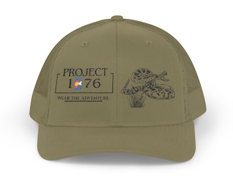 Embroidered Snapback Trucker Cap, Rattle Snake Hat, Gift for Outdoorsy, Western Style Cap, Dad Hat, Custom Baseball Cap