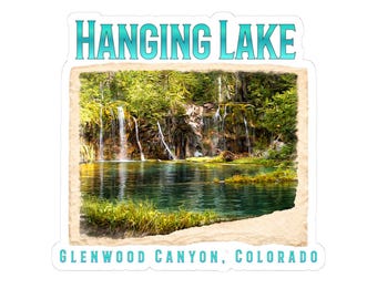 Hanging Lake Sticker, Beautiful Nature Waterfall Outdoor Adventure Decal, Laptop Decal, Hydro Flask Sticker, Travel Scrapbook, Car Bumper