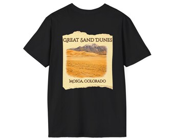 Great Sand Dunes Unisex Softstyle T-Shirt, Nature Lover Gift, Outdoor Adventure Apparel, Desert Landscape Tee, Wanderlust Shirt