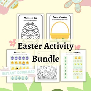 Easter Activity Bundle, Easter Worksheet Set, Coloring, Printable ...