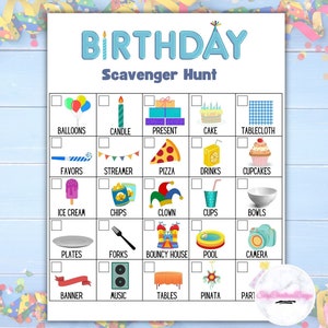 Printable Scavenger Hunt, Birthday Scavenger Hunt, Indoor Scavenger Hunt, Birthday Treasure Hunt, Kids Scavenger Hunt, Kids Activities, Game