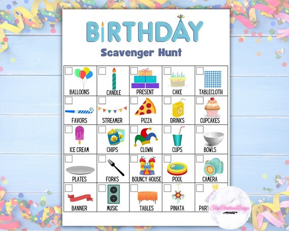 Printable Scavenger Hunt Birthday Scavenger Hunt Indoor - Etsy